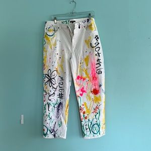 Hand painted Eileen Fisher size 16 lightweight cotton pants